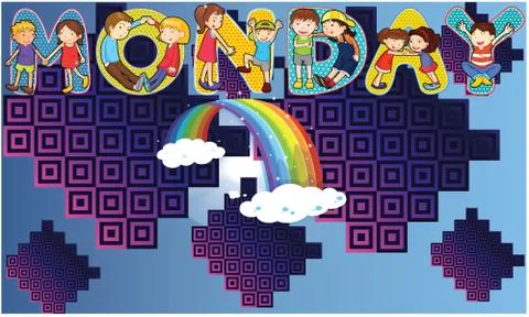 Monday with rainbow abstract background Illustrazione stock