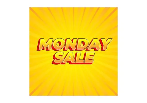 Monday sale. Text effect in 3D style with eye catching colors Illustrazione stock