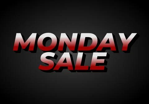 Monday sale. Text effect in 3D style with eye catching colors Illustrazione stock