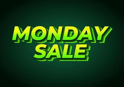 Monday sale. Text effect in 3D style with eye catching colors Stock Illustration