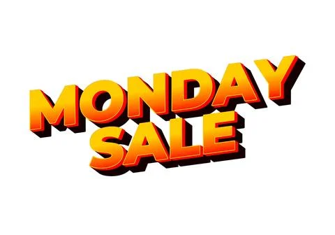 Monday sale. Text effect in 3D style with eye catching colors Illustrazione stock