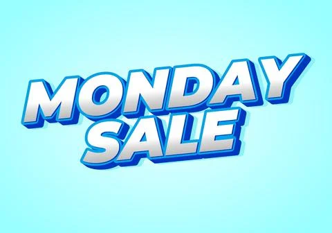Monday sale. Text effect in 3D style with eye catching colors Illustrazione stock