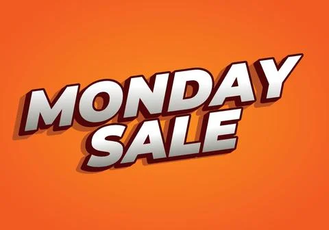 Monday sale. Text effect in 3D style with eye catching colors Illustrazione stock