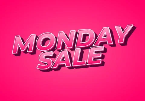Monday sale. Text effect in 3D style with eye catching colors Illustrazione stock