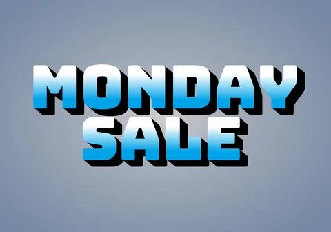 Monday sale. Text effect in 3D style with eye catching colors Stock Illustration