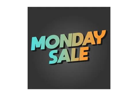 Monday sale. Text effect in 3D style with eye catching colors Illustrazione stock