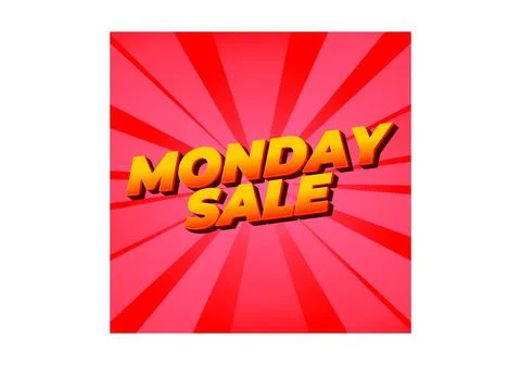 Monday sale. Text effect in 3D style with eye catching colors Illustrazione stock