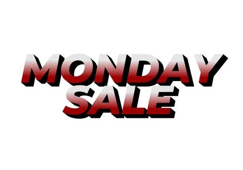 Monday sale. Text effect in 3D style with eye catching colors Stock Illustration
