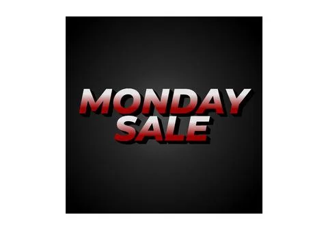 Monday sale. Text effect in 3D style with eye catching colors Illustrazione stock