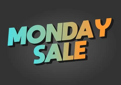 Monday sale. Text effect in 3D style with eye catching colors Illustrazione stock