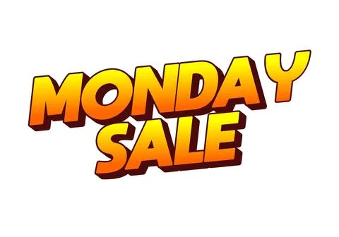 Monday sale. Text effect in 3D style with eye catching colors Stock Illustration