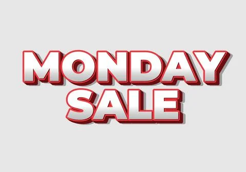 Monday sale. Text effect in 3D style with eye catching colors Illustrazione stock