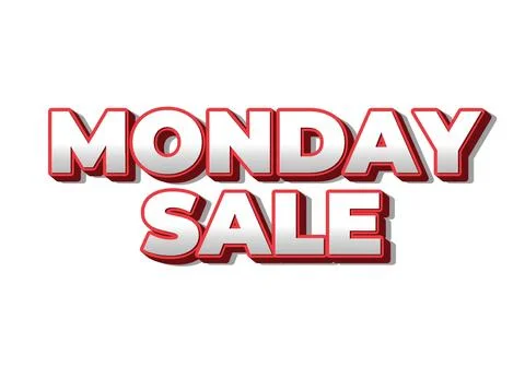 Monday sale. Text effect in 3D style with eye catching colors Illustrazione stock