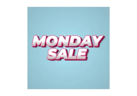 Monday sale. Text effect in 3D style with eye catching colors Illustrazione stock