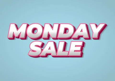 Monday sale. Text effect in 3D style with eye catching colors Illustrazione stock