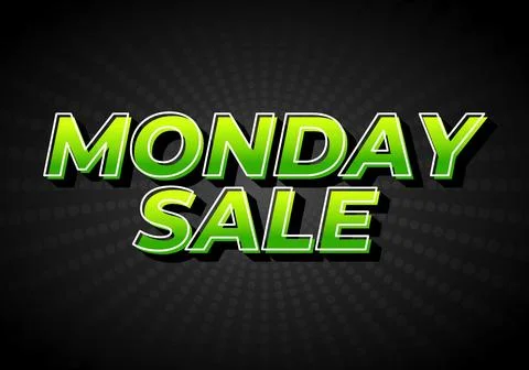 Monday sale. Text effect in 3D style with eye catching colors Stock Illustration