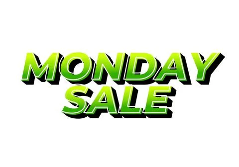 Monday sale. Text effect in 3D style with eye catching colors Illustrazione stock