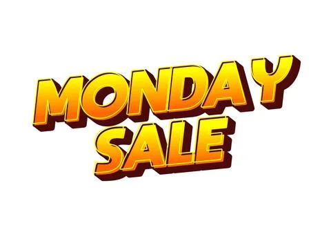 Monday sale. Text effect in 3D style with eye catching colors Illustrazione stock