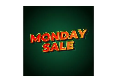 Monday sale. Text effect in 3D style with eye catching colors Illustrazione stock