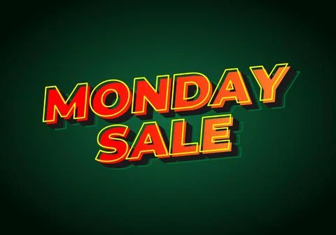 Monday sale. Text effect in 3D style with eye catching colors Stock Illustration