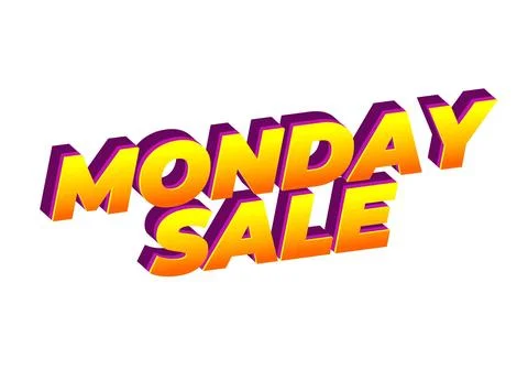 Monday sale. Text effect in 3D style with eye catching colors Illustrazione stock