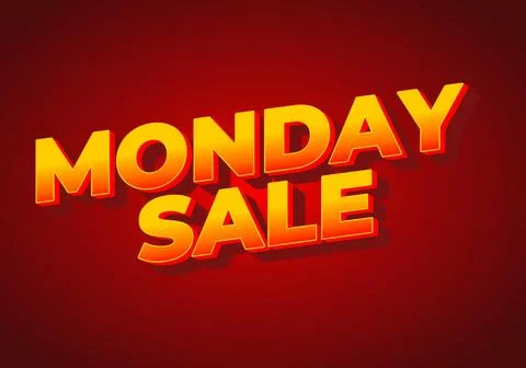 Monday sale. Text effect in 3D style with eye catching colors Stock Illustration