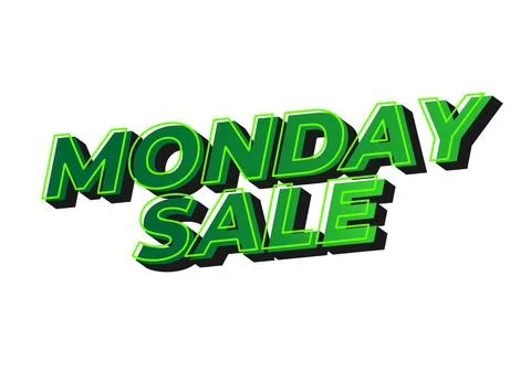 Monday sale. Text effect in 3D style with eye catching colors Illustrazione stock