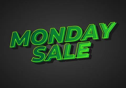 Monday sale. Text effect in 3D style with eye catching colors Stock Illustration