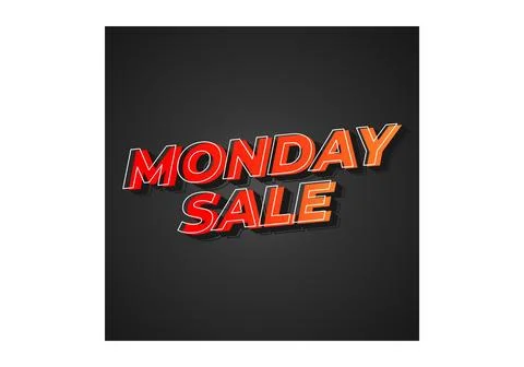 Monday sale. Text effect in 3D style with eye catching colors Illustrazione stock