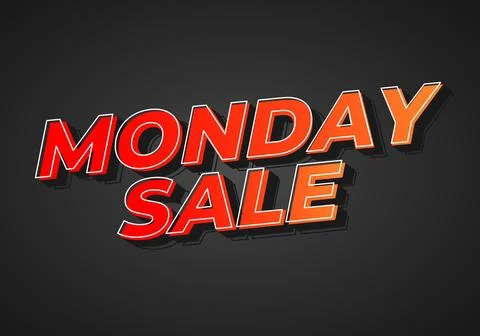 Monday sale. Text effect in 3D style with eye catching colors Illustrazione stock