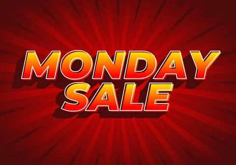 Monday sale. Text effect in 3D style with eye catching colors Stock Illustration
