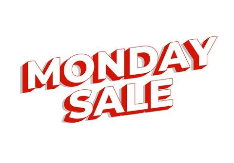 Monday sale. Text effect in 3D style with eye catching colors Stock Illustration