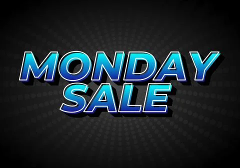 Monday sale. Text effect in 3D style with eye catching colors Illustrazione stock