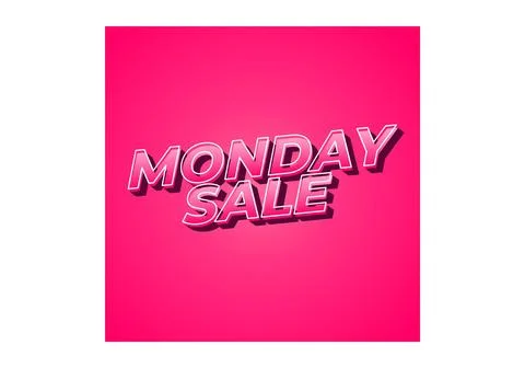 Monday sale. Text effect in 3D style with eye catching colors Stock Illustration