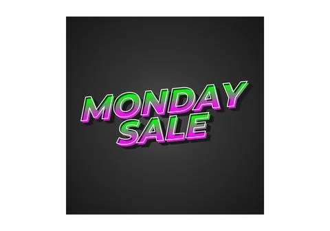 Monday sale. Text effect in 3D style with eye catching colors Stock Illustration