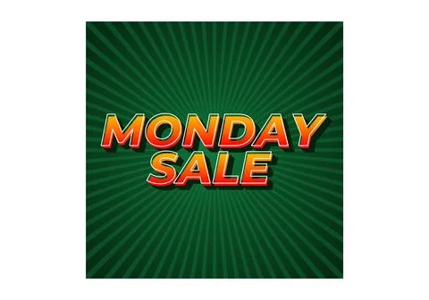 Monday sale. Text effect in 3D style with eye catching colors Illustrazione stock