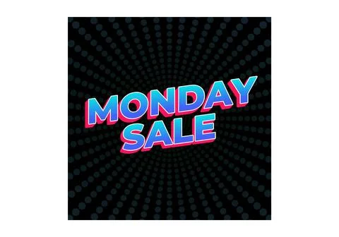 Monday sale. Text effect in 3D style with eye catching colors Illustrazione stock