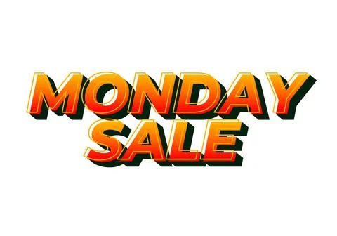 Monday sale. Text effect in 3D style with eye catching colors Illustrazione stock