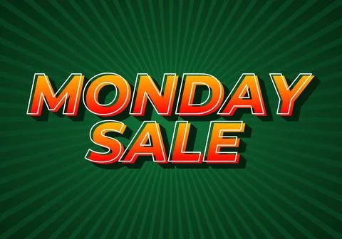 Monday sale. Text effect in 3D style with eye catching colors Stock Illustration