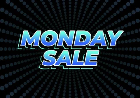 Monday sale. Text effect in 3D style with eye catching colors Illustrazione stock