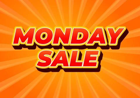 Monday sale. Text effect in 3D style with eye catching colors 스톡 일러스트