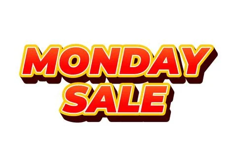 Monday sale. Text effect in 3D style with eye catching colors Illustrazione stock