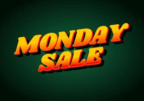 Monday sale. Text effect in 3D style with eye catching colors Stock Illustration
