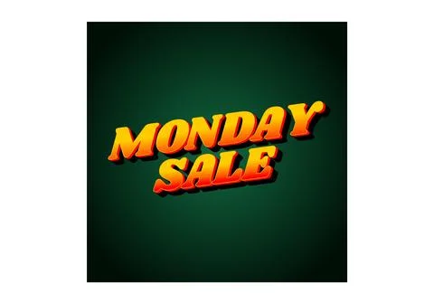 Monday sale. Text effect in 3D style with eye catching colors Stock Illustration