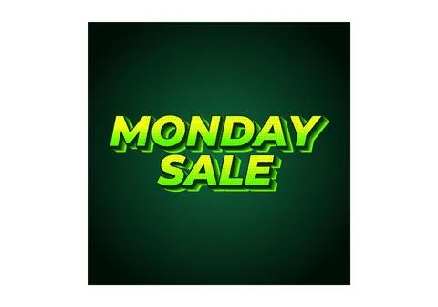 Monday sale. Text effect in 3D style with eye catching colors Illustrazione stock