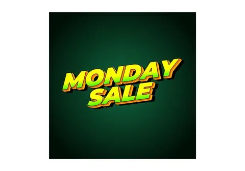 Monday sale. Text effect in 3D style with eye catching colors Stock Illustration