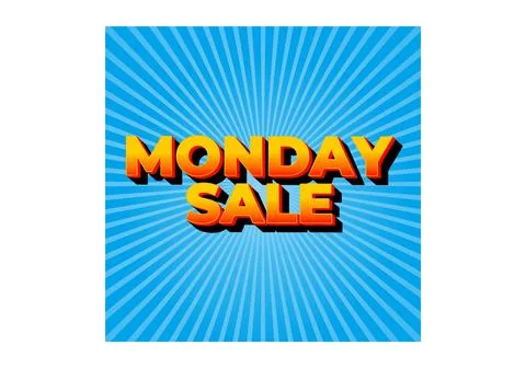 Monday sale. Text effect in 3D style with eye catching colors Illustrazione stock