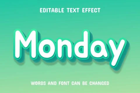Monday text - editable gradient text effect Stock Illustration