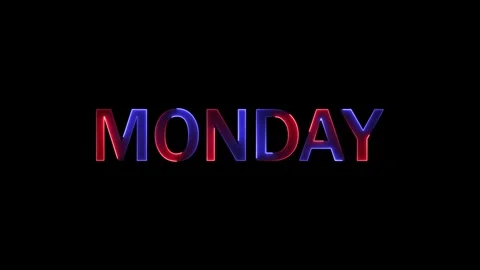 Monday text pulsing electric blue and red neon glow light seamlessly loop a.. Stock Footage 333878305