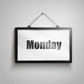 Monday text sign Stock Illustration